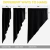 imageNICETOWN Blackout Window Treatment Pole Pocket Kitchen Tier Curtains Tailored Scalloped ValanceSwags for Living Room One Pair 36 Wide by 63inches Long Each Panel GreyBlack