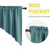 imageNICETOWN Blackout Window Treatment Pole Pocket Kitchen Tier Curtains Tailored Scalloped ValanceSwags for Living Room One Pair 36 Wide by 63inches Long Each Panel GreySea Teal