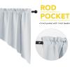 imageNICETOWN Blackout Window Treatment Pole Pocket Kitchen Tier Curtains Tailored Scalloped ValanceSwags for Living Room One Pair 36 Wide by 63inches Long Each Panel GreyGreyish White