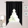 imageNICETOWN Blackout Window Treatment Pole Pocket Kitchen Tier Curtains Tailored Scalloped ValanceSwags for Living Room One Pair 36 Wide by 63inches Long Each Panel GreyBlack