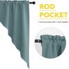 imageNICETOWN Blackout Window Treatment Pole Pocket Kitchen Tier Curtains Tailored Scalloped ValanceSwags for Living Room One Pair 36 Wide by 63inches Long Each Panel GreyGreyish Blue