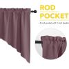 imageNICETOWN Blackout Window Treatment Pole Pocket Kitchen Tier Curtains Tailored Scalloped ValanceSwags for Living Room One Pair 36 Wide by 63inches Long Each Panel GreyDry Rose