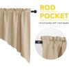 imageNICETOWN Blackout Window Treatment Pole Pocket Kitchen Tier Curtains Tailored Scalloped ValanceSwags for Living Room One Pair 36 Wide by 63inches Long Each Panel GreyBiscotti Beige