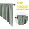 imageNICETOWN Blackout Window Treatment Pole Pocket Kitchen Tier Curtains Tailored Scalloped ValanceSwags for Living Room One Pair 36 Wide by 63inches Long Each Panel GreyGreyish Green