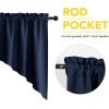 imageNICETOWN Blackout Window Treatment Pole Pocket Kitchen Tier Curtains Tailored Scalloped ValanceSwags for Living Room One Pair 36 Wide by 63inches Long Each Panel GreyNavy