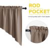 imageNICETOWN Blackout Window Treatment Pole Pocket Kitchen Tier Curtains Tailored Scalloped ValanceSwags for Living Room One Pair 36 Wide by 63inches Long Each Panel GreyCappuccino