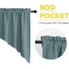 imageNICETOWN Blackout Window Treatment Pole Pocket Kitchen Tier Curtains Tailored Scalloped ValanceSwags for Living Room One Pair 36 Wide by 63inches Long Each Panel GreyGreyish Blue