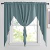 imageNICETOWN Blackout Window Treatment Pole Pocket Kitchen Tier Curtains Tailored Scalloped ValanceSwags for Living Room One Pair 36 Wide by 63inches Long Each Panel GreyGreyish Blue