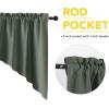 imageNICETOWN Blackout Window Treatment Pole Pocket Kitchen Tier Curtains Tailored Scalloped ValanceSwags for Living Room One Pair 36 Wide by 63inches Long Each Panel GreyDark Mallard