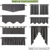 imageNICETOWN Blackout Window Treatment Pole Pocket Kitchen Tier Curtains Tailored Scalloped ValanceSwags for Living Room One Pair 36 Wide by 63inches Long Each Panel GreyToffee Brown