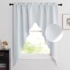 imageNICETOWN Blackout Window Treatment Pole Pocket Kitchen Tier Curtains Tailored Scalloped ValanceSwags for Living Room One Pair 36 Wide by 63inches Long Each Panel GreyGreyish White