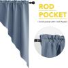 imageNICETOWN Blackout Window Treatment Pole Pocket Kitchen Tier Curtains Tailored Scalloped ValanceSwags for Living Room One Pair 36 Wide by 63inches Long Each Panel GreyStone Blue