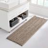 imageNICETOWN Grey Bathroom Rug Extra Thick Indoor Outdoor Durable Doormat for Bathroom AntiSlip Soft Plush Chenille Shaggy Bath Mat Living Room Bedroom Mat Water Absorbent Floor Carpet 47 x 24Taupe