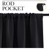 imageNICETOWN Halloween Black Blackout Curtain Blinds  Solid Thermal Insulated Window Treatment Blackout DrapesDraperies for Bedroom 2 Panels 42 inches Wide by 63 inches Long Black