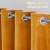 imageNICETOWN Halloween Black Curtains Patio Blackout Velvet Curtain Panels Media Movie Theater Room Decor Energyefficient Velvet Woven Home Theater Eyelet Top Drapes for Living Room 1 Pair W52xL96Warm Gold