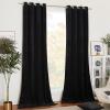 imageNICETOWN Halloween Black Curtains Patio Blackout Velvet Curtain Panels Media Movie Theater Room Decor Energyefficient Velvet Woven Home Theater Eyelet Top Drapes for Living Room 1 Pair W52xL96Black