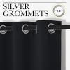 imageNICETOWN Halloween Pitch Black Solid Thermal Insulated Grommet Blackout CurtainsDrapes for Bedroom Window 2 Panels 42 inches Wide by 63 inches Long Black