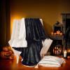imageNICETOWN Halloween Twin Fleece Plush Blanket Fashion Fuzzy Gifts for Family Soft Lightweight Fluffy Fleece Plush Couch Blankets for Living RoomBedroomSofa 60 x 80 inches BlackBlack