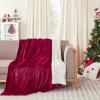 imageNICETOWN Halloween Twin Fleece Plush Blanket Fashion Fuzzy Gifts for Family Soft Lightweight Fluffy Fleece Plush Couch Blankets for Living RoomBedroomSofa 60 x 80 inches BlackBurgundy Red