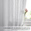 imageNICETOWN Linen Textured Door Curtain  White Sidelight Panel Curtain Semi Sheer French Front Door Curtain with Tieback for Kitchen 30 inches W x 40 inches L Single PanelLight Grey