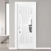 imageNICETOWN Linen Textured Door Curtain  White Sidelight Panel Curtain Semi Sheer French Front Door Curtain with Tieback for Kitchen 30 inches W x 40 inches L Single PanelPure White