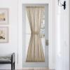 imageNICETOWN Linen Textured Door Curtain  White Sidelight Panel Curtain Semi Sheer French Front Door Curtain with Tieback for Kitchen 30 inches W x 40 inches L Single PanelTaupe