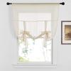 imageNICETOWN Linen Textured Door Curtain  White Sidelight Panel Curtain Semi Sheer French Front Door Curtain with Tieback for Kitchen 30 inches W x 40 inches L Single PanelBeige