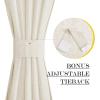 imageNICETOWN Linen Textured Door Curtain  White Sidelight Panel Curtain Semi Sheer French Front Door Curtain with Tieback for Kitchen 30 inches W x 40 inches L Single PanelNatural