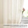 imageNICETOWN Linen Textured Door Curtain  White Sidelight Panel Curtain Semi Sheer French Front Door Curtain with Tieback for Kitchen 30 inches W x 40 inches L Single PanelBeige