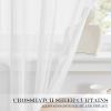 imageNICETOWN Linen Textured Door Curtain  White Sidelight Panel Curtain Semi Sheer French Front Door Curtain with Tieback for Kitchen 30 inches W x 40 inches L Single PanelPure White