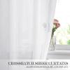 imageNICETOWN Linen Textured Door Curtain  White Sidelight Panel Curtain Semi Sheer French Front Door Curtain with Tieback for Kitchen 30 inches W x 40 inches L Single PanelWhite