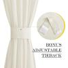 imageNICETOWN Linen Textured Door Curtain  White Sidelight Panel Curtain Semi Sheer French Front Door Curtain with Tieback for Kitchen 30 inches W x 40 inches L Single PanelOff White