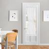 imageNICETOWN Linen Textured Door Curtain  White Sidelight Panel Curtain Semi Sheer French Front Door Curtain with Tieback for Kitchen 30 inches W x 40 inches L Single PanelWhite