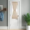 imageNICETOWN Linen Textured Door Curtain  White Sidelight Panel Curtain Semi Sheer French Front Door Curtain with Tieback for Kitchen 30 inches W x 40 inches L Single PanelAngora