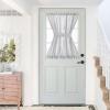 imageNICETOWN Linen Textured Door Curtain  White Sidelight Panel Curtain Semi Sheer French Front Door Curtain with Tieback for Kitchen 30 inches W x 40 inches L Single PanelLight Grey