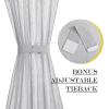 imageNICETOWN Linen Textured Door Curtain  White Sidelight Panel Curtain Semi Sheer French Front Door Curtain with Tieback for Kitchen 30 inches W x 40 inches L Single PanelLight Grey