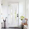 imageNICETOWN Linen Textured Door Curtain  White Sidelight Panel Curtain Semi Sheer French Front Door Curtain with Tieback for Kitchen 30 inches W x 40 inches L Single PanelPure White