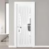 imageNICETOWN Linen Textured Door Curtain  White Sidelight Panel Curtain Semi Sheer French Front Door Curtain with Tieback for Kitchen 30 inches W x 40 inches L Single PanelPure White