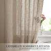 imageNICETOWN Linen Textured Door Curtain  White Sidelight Panel Curtain Semi Sheer French Front Door Curtain with Tieback for Kitchen 30 inches W x 40 inches L Single PanelTaupe