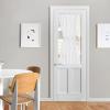 imageNICETOWN Linen Textured Door Curtain  White Sidelight Panel Curtain Semi Sheer French Front Door Curtain with Tieback for Kitchen 30 inches W x 40 inches L Single PanelWhite