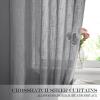 imageNICETOWN Linen Textured Door Curtain  White Sidelight Panel Curtain Semi Sheer French Front Door Curtain with Tieback for Kitchen 30 inches W x 40 inches L Single PanelDark Grey