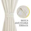 imageNICETOWN Linen Textured Door Curtain  White Sidelight Panel Curtain Semi Sheer French Front Door Curtain with Tieback for Kitchen 30 inches W x 40 inches L Single PanelLinen