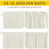 imageNICETOWN Linen Textured Door Curtain  White Sidelight Panel Curtain Semi Sheer French Front Door Curtain with Tieback for Kitchen 30 inches W x 40 inches L Single PanelOff White