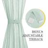 imageNICETOWN Linen Textured Door Curtain  White Sidelight Panel Curtain Semi Sheer French Front Door Curtain with Tieback for Kitchen 30 inches W x 40 inches L Single PanelMint Green