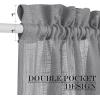 imageNICETOWN Linen Textured Door Curtain  White Sidelight Panel Curtain Semi Sheer French Front Door Curtain with Tieback for Kitchen 30 inches W x 40 inches L Single PanelDark Grey
