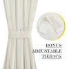 imageNICETOWN Linen Textured Door Curtain  White Sidelight Panel Curtain Semi Sheer French Front Door Curtain with Tieback for Kitchen 30 inches W x 40 inches L Single PanelIvory White