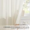 imageNICETOWN Linen Textured Door Curtain  White Sidelight Panel Curtain Semi Sheer French Front Door Curtain with Tieback for Kitchen 30 inches W x 40 inches L Single PanelOff White