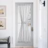 imageNICETOWN Linen Textured Door Curtain  White Sidelight Panel Curtain Semi Sheer French Front Door Curtain with Tieback for Kitchen 30 inches W x 40 inches L Single PanelLight Grey
