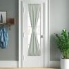 imageNICETOWN Linen Textured Door Curtain  White Sidelight Panel Curtain Semi Sheer French Front Door Curtain with Tieback for Kitchen 30 inches W x 40 inches L Single PanelSage Green