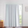 imageNICETOWN Lower Noise Room Divider Curtain Screen Partitions with Adhesive Curtain Track 7ft Tall x 83ft Wide Black Blackout Sound Reducing Panel for DoorwayGlass WindowSliding DoorPatioGreyish White